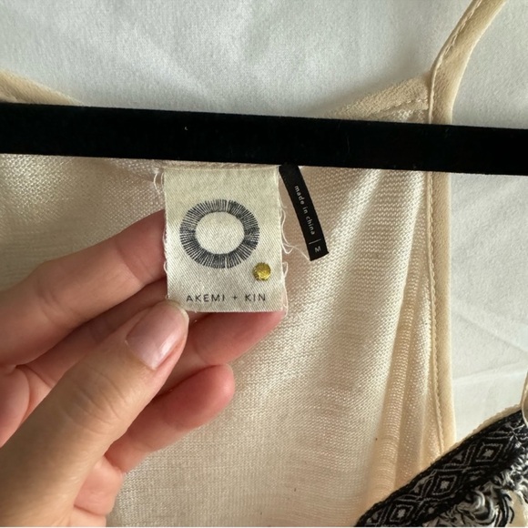 Anthropologie | Akemi + Kin Crossroads Cream Lace Black Fringe Tank Top Size M - Picture 3 of 14